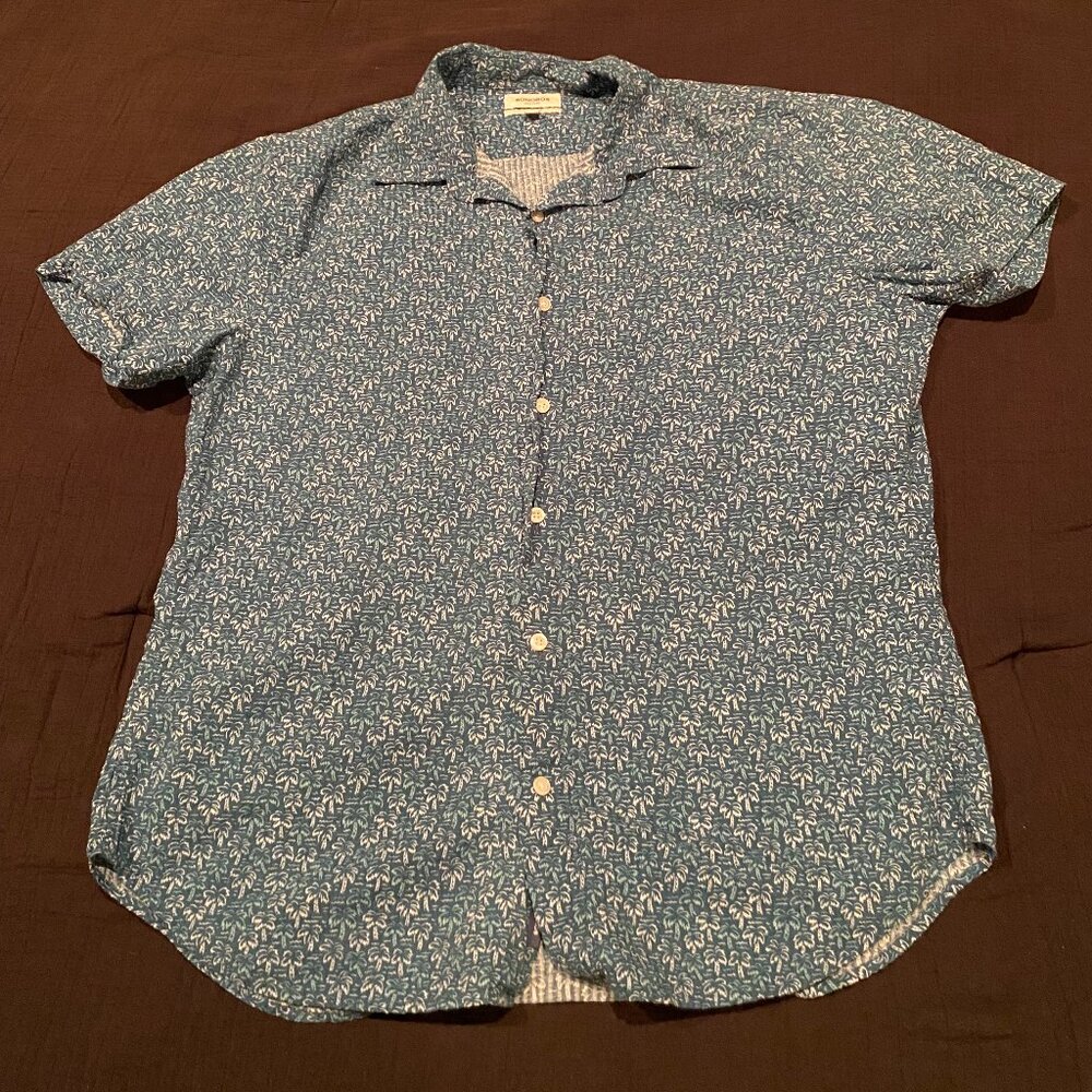 Bonobos Riviera Short Sleeve Hawaiin Shirt (Navy Leon Palms)
